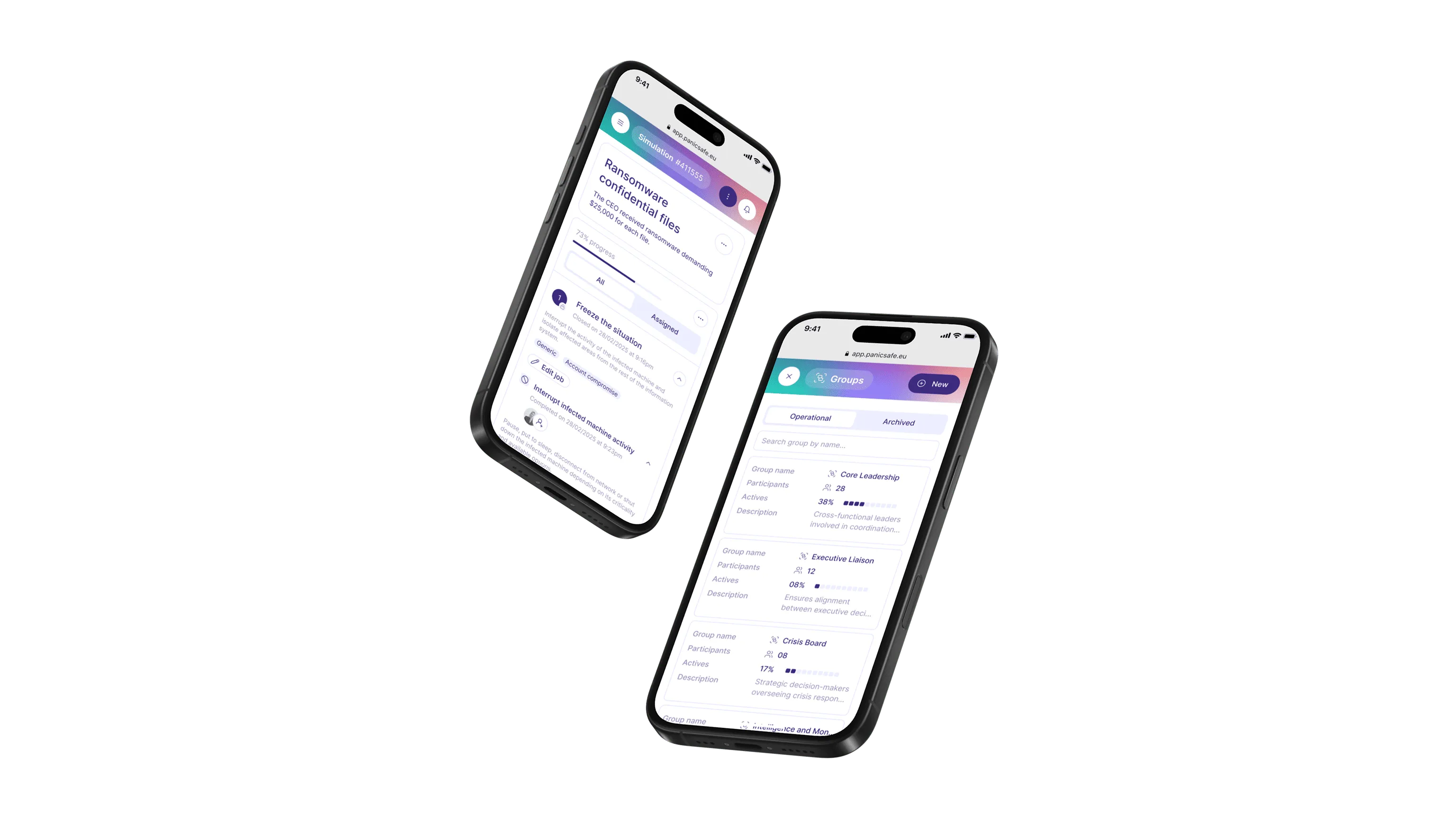 Cellule de crise PanicSafe sur mobile